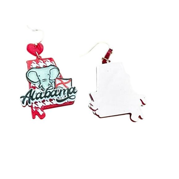 Roll Tide Beaded Earrings - Alabama Earrings - Game Day Earrings - Picture 2 of 2